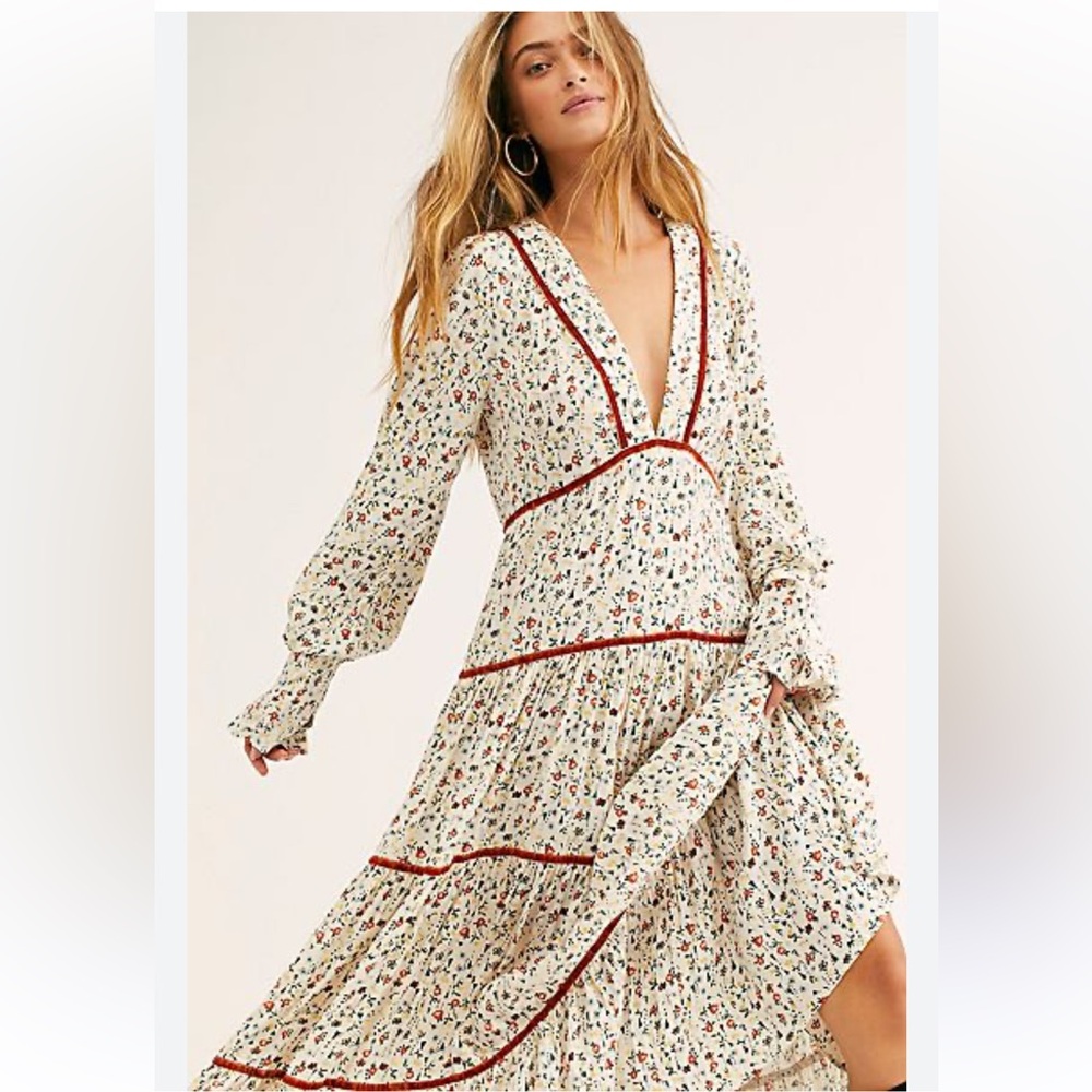 Free People Floral Long Sleeve Dress